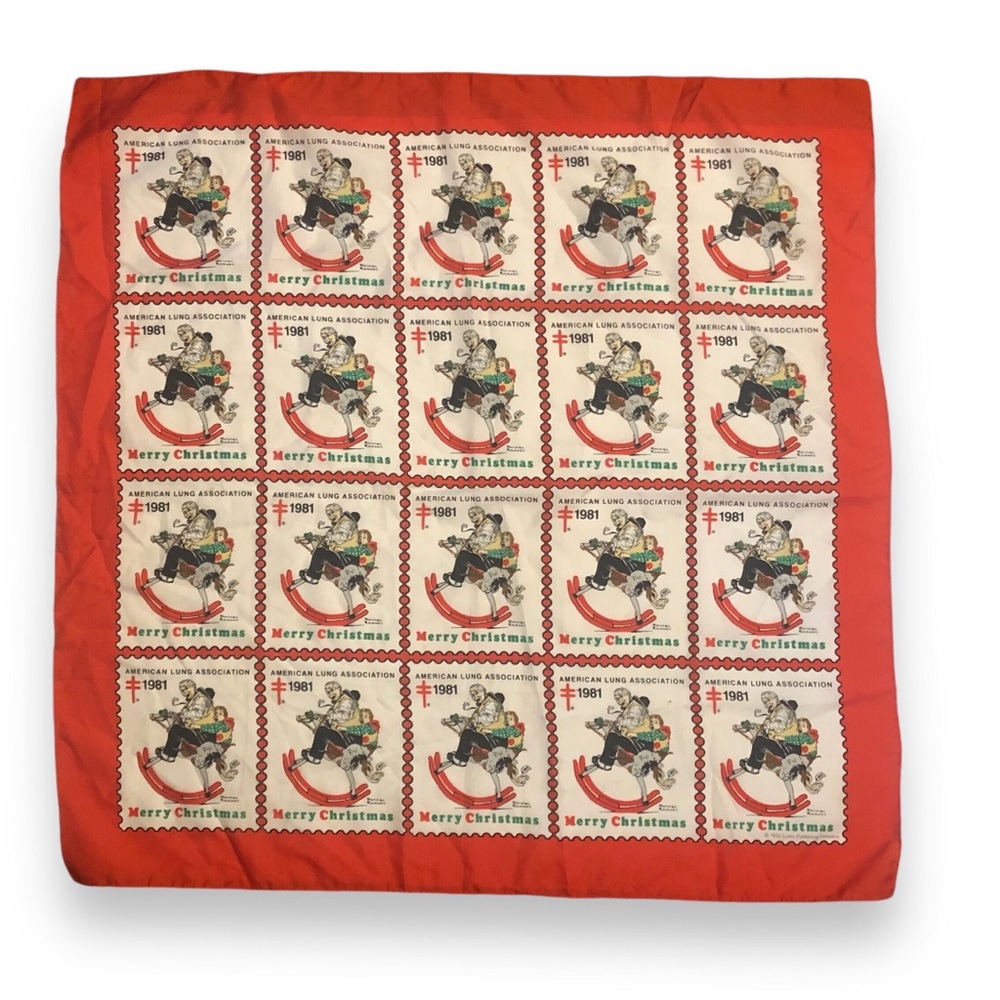 Vintage American Lung Association Christmas Seals 1981 Scarf Rocking Horse